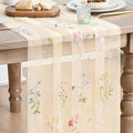 Artoid Mode 3PC Wildflower Floral Beige Apricot Gauze Embroidery Table Runner by ArtoidMode