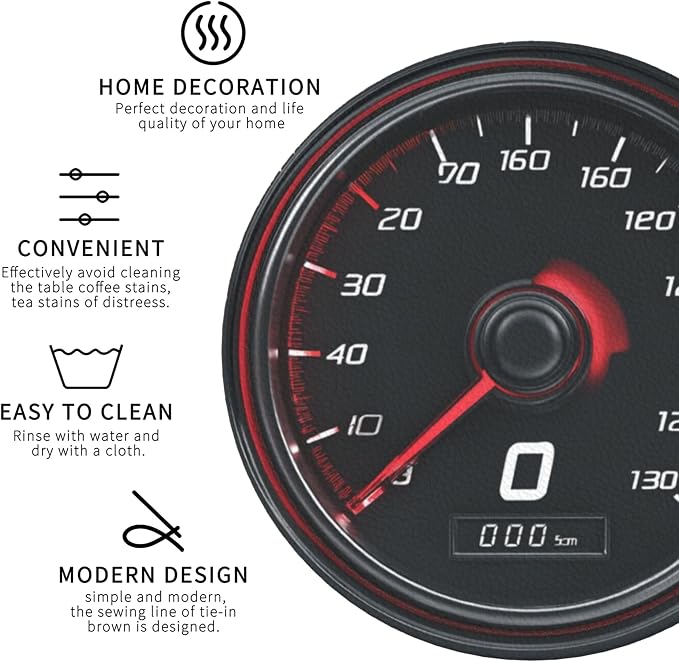 Car Speedometer Coasters Leather Round Drink Coasters 6 Pcs Set - Image 3