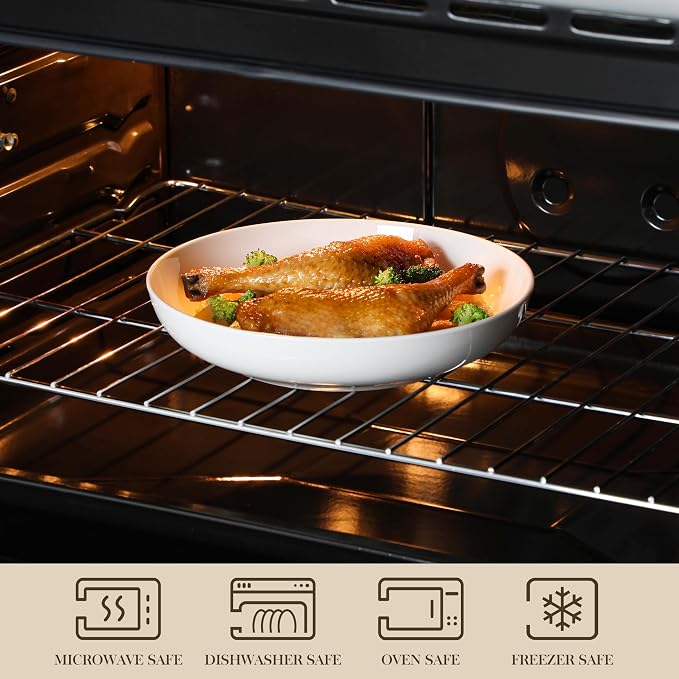MALACASA 10" Large Pasta Bowls Set of 4, 56 OZ Wide and Shallow Salad Bowls - Image 4