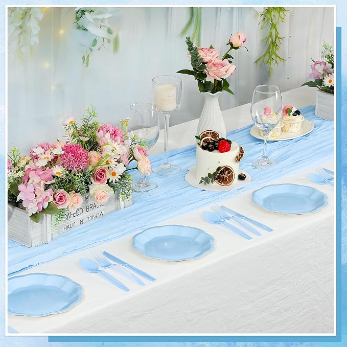 NatNarr 30 pcs Light Blue Plates 7 inch Scalloped Blue Dessert Cake Plates Cute - Image 4