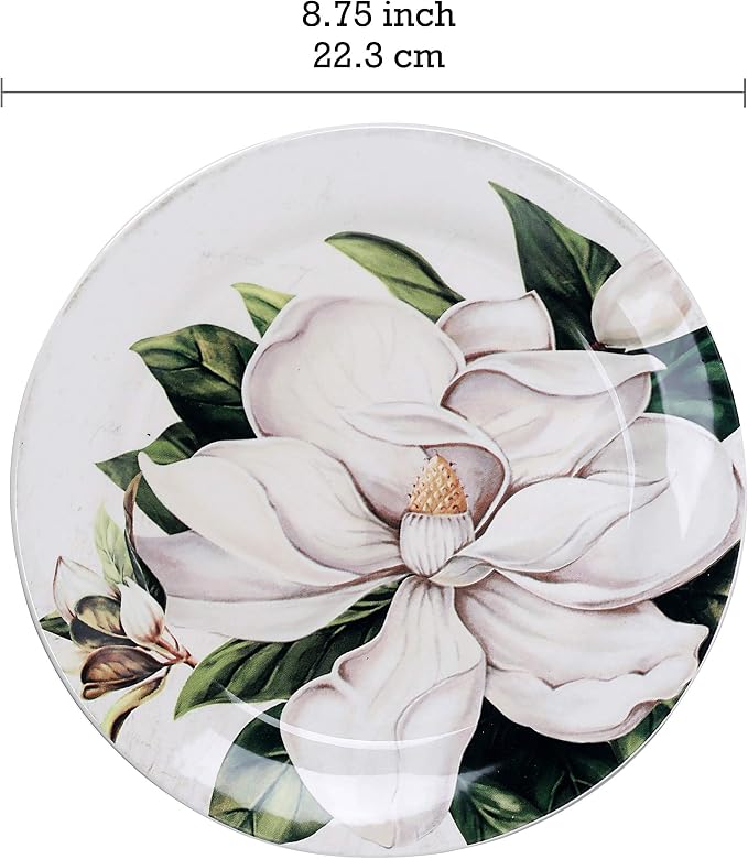 Bico Magnolia Floral Salad Plates Set of 4, 8.75 Inch Ceramic Dessert Plates - Image 2