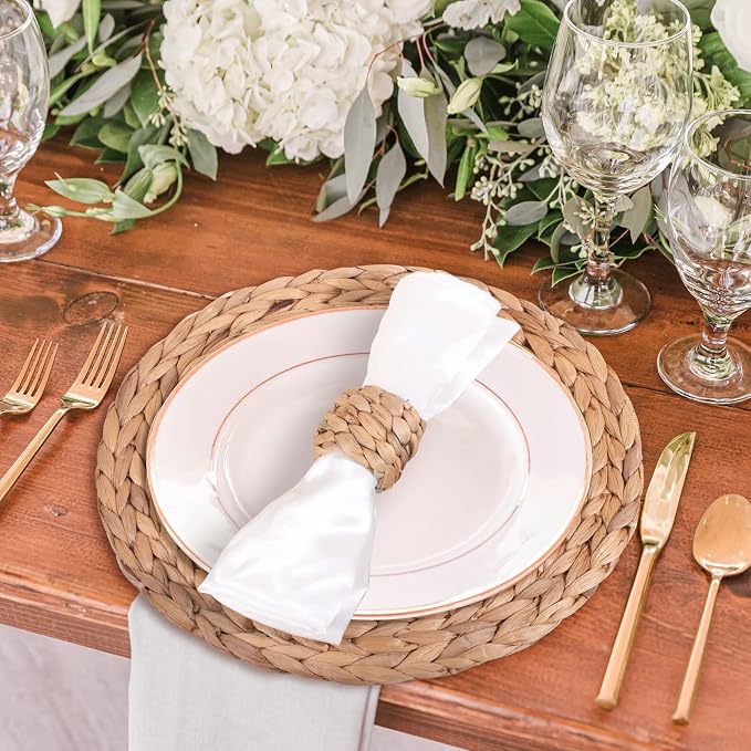 APTWOW Farmhouse Napkin Rings, Hand-Woven Napkin Rings - Image 2