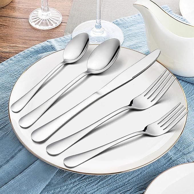 Flatware Set, E-far 20-Piece Silverware Set Stainless Steel Cutlery Sets - Image 2