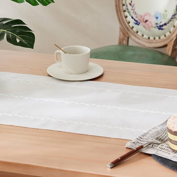Braided Farmhouse Table Runner, Braided White 13x108 Inch, Cotton Linen Table - Image 5