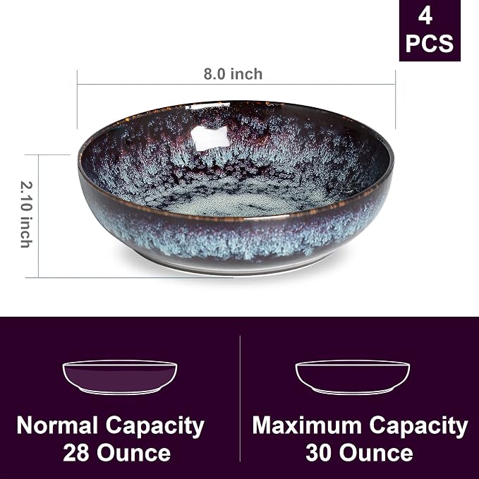 30oz Ceramic bowls set of 4-8" serving bowls - Image 2