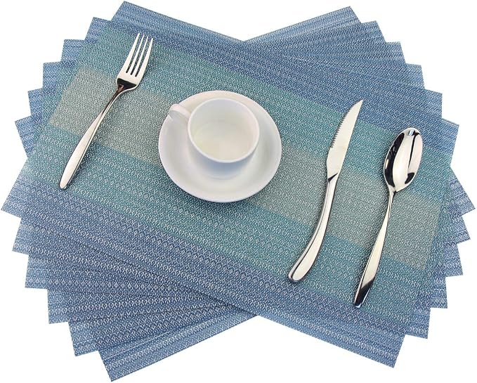 PIGCHCY Placemat, Washable Woven Non-Slip Insulation Durable Placemat Vinyl - Image 6
