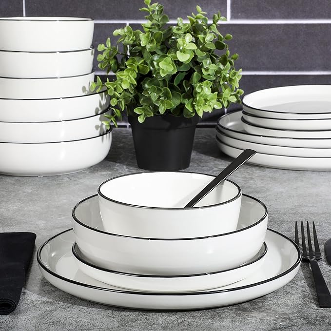 Gibson Home Oslo 16-Piece Porcelain Dinnerware Set, Service - Image 3