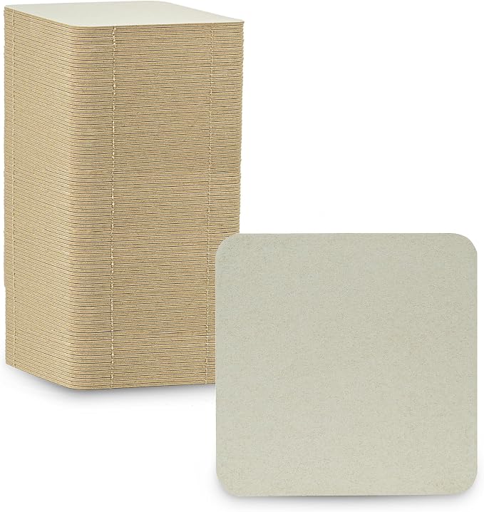 MT Products 4” Blank Off-White Heavyweight Cardboard Square Coasters by MTProducts