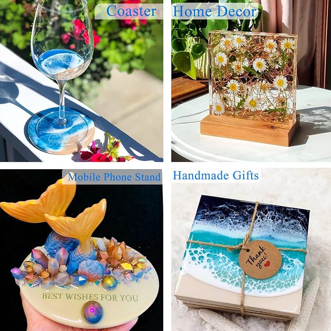 4 PCS Thickened Silicone Coaster Molds, Round & Square Epoxy Resin Molds | - Image 5