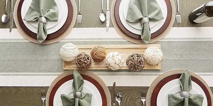 DII Dobby Stripe Table Runner, 13x108 Artichoke & Cream Background | Woven - Image 10