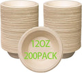 12 oz Compostable Paper Bowls 200pack Heavy-Duty Eco-Friendly Bulk Pack by Emlifepak