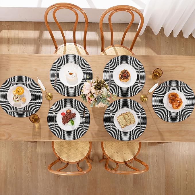 SHACOS 15 inch Round Braided Placemats Set of 6 Non Slip Washable Fabric - Image 8