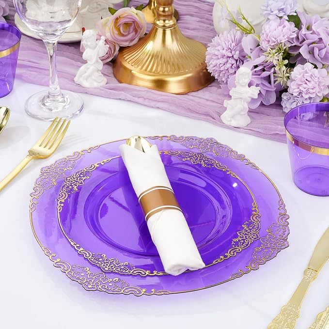 Bestluck 350PCS Purple Disposable Dinnerware - Image 5