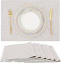 Faux Cotton Linen Placemats Set of 6, Cloth Washable Farmhouse Dining Table Mats by homing