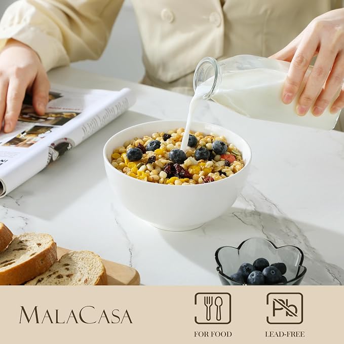 MALACASA 26 oz Porcelain Soup Bowls, Series Regular - Image 3
