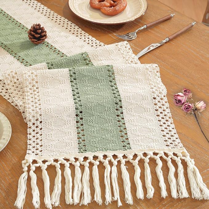 Sage Green Table Runner 90 Inches Long by Niviy