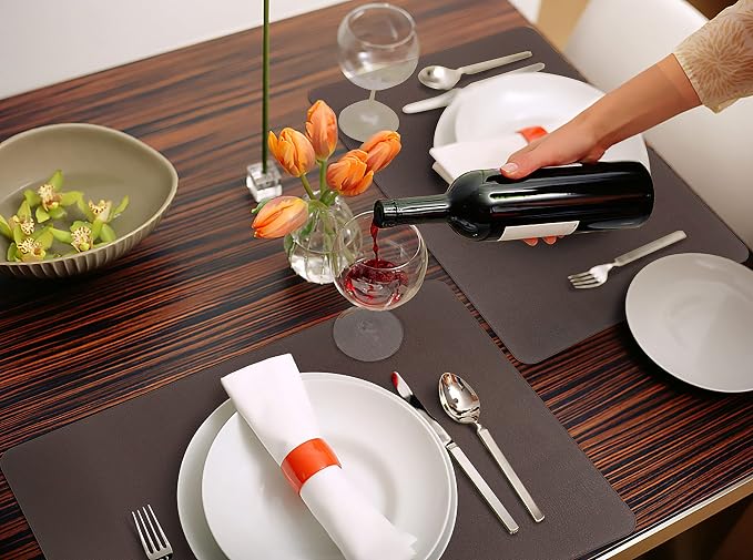 Vinjiasin Placemats Set of 4 Brown Leather Place Mats - Image 8