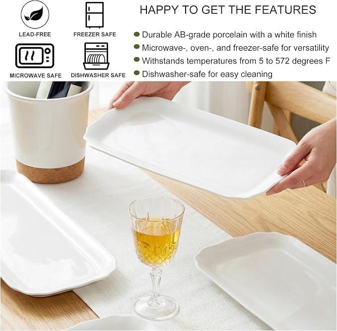 Rectangle White Serving Tray, Elegant Ceramic Tray - Image 3