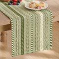 Artoid Mode Army Green Farmhouse Stripe Braided Table Runner 12x72 Inch | by ArtoidMode