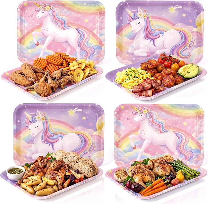 4 Pieces Unicorn Serving Trays by Tiangrid