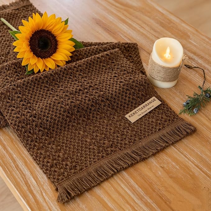 Fall Thanksgiving Boho Macrame Brown Table Runner 13x72 Inch | Woven Burlap by KEKETOARRANGE