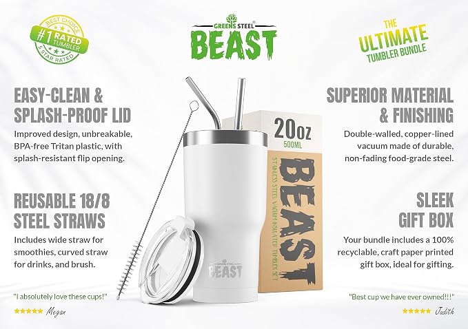 Beast 20 oz Tumbler Stainless Steel Vacuum Insulated Coffee Ice Cup Double Wall - Image 2
