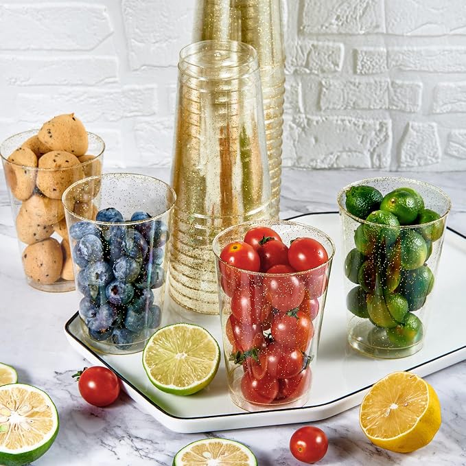 JOLLY CHEF 100 Pack 12 oz Gold Plastic Cups, Disposable Gold Cups, Heavy-duty - Image 6