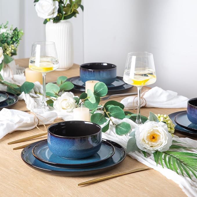 LERATIO Ceramic Dinner Plates Set of 4, 10.5 Inch Reactive Glaze Plate Sets | - Image 6