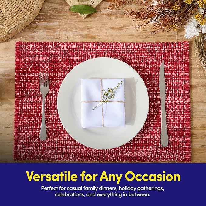 Placemats Set of 4-100% Cotton Two-Tone Rectangle Placemat - Image 5