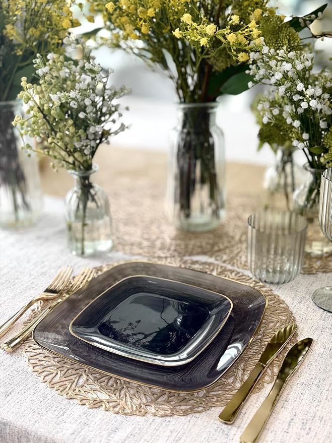 " OCCASIONS " 320pcs set-Wedding Party Disposable Plastic Plate Set -40 x 10'' - Image 7