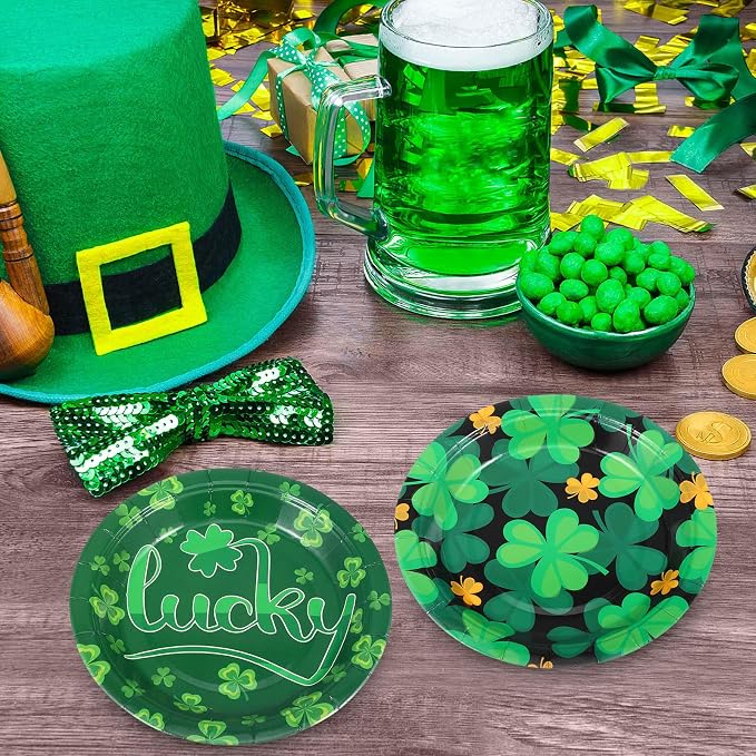 120 Pieces 7 Inch St. Patrick's Day Party Plates Green Shamrocks Dinnerware - Image 7
