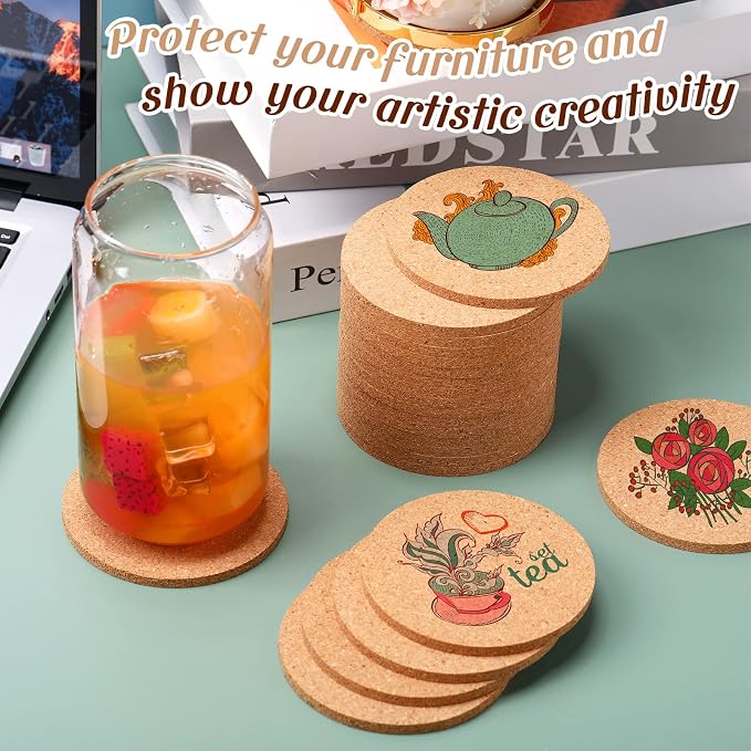 Pinkunn 100 Pcs Cork Coasters Bulk - Image 5