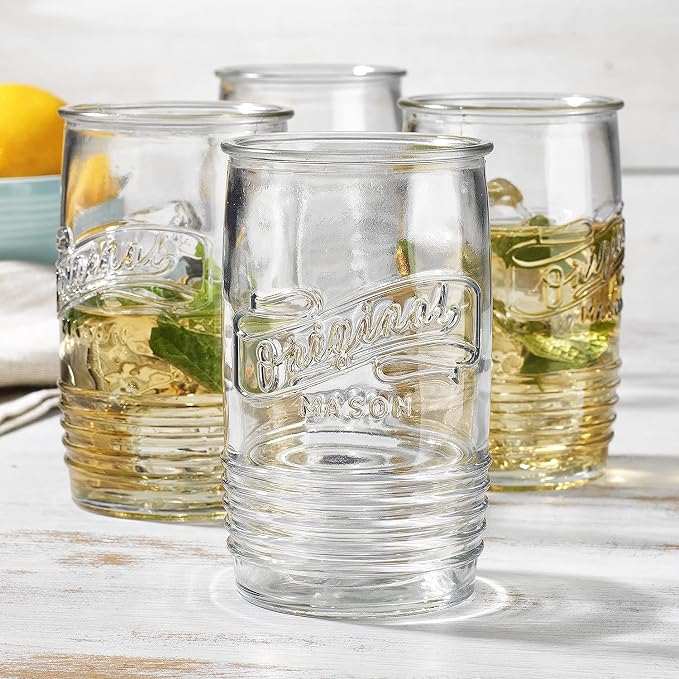 Glaver's Set of 8 Tumbler Glass Cups 20 OZ Mason Stemless Tall Drinking Glasses - Image 2