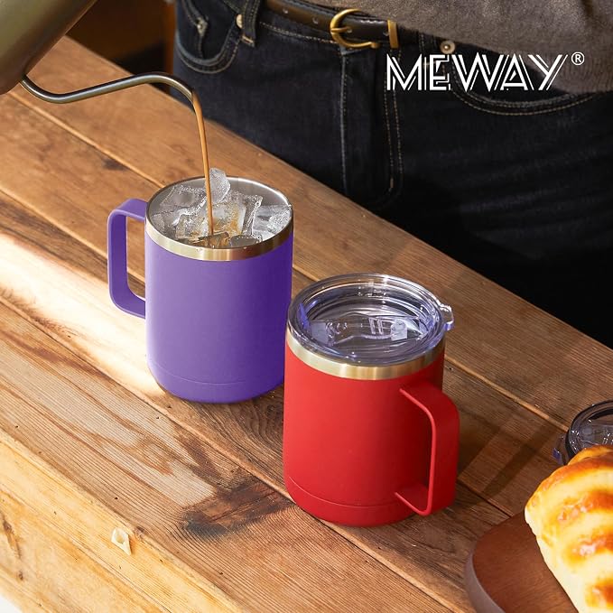 MEWAY 12oz Coffee Mug With Handle 8 Pack Bulk, Stainless Steel Insulated Travel - Image 6