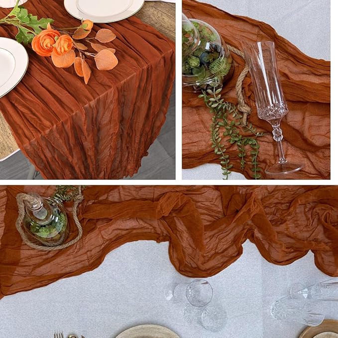 8 Pack Terracotta Cheesecloth Table Runner 20 x 120 inch Gauze Table Runners 10 - Image 5