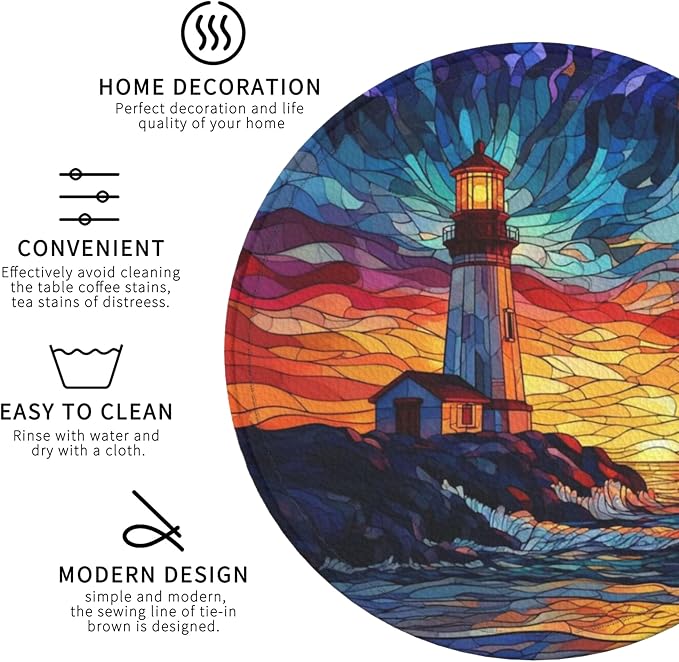 Lighthouse Coasters Leather Round Drink Coasters 6 Pcs Set - Image 4