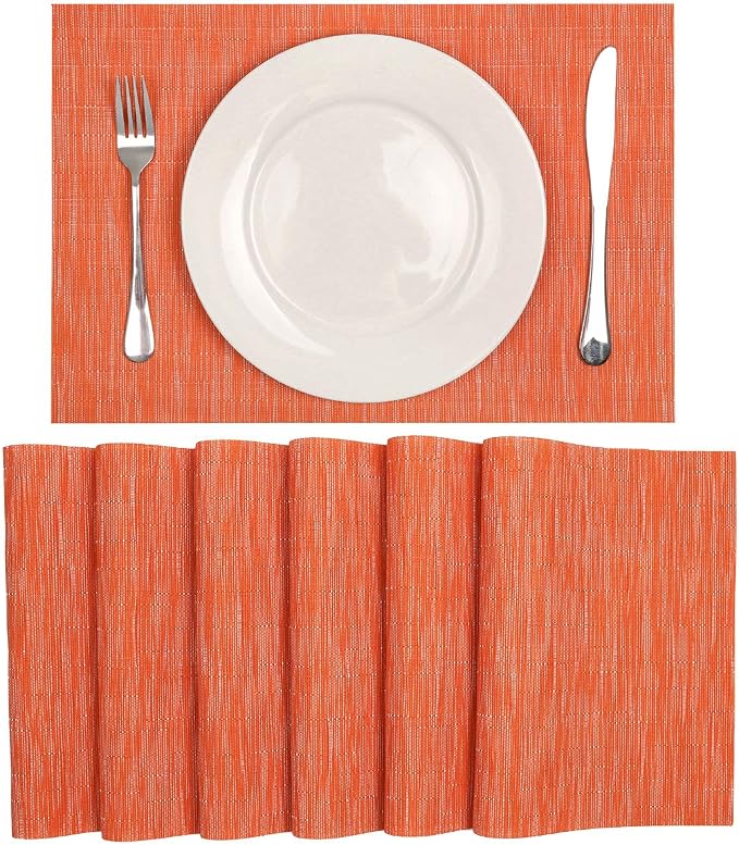 SHACOS Placemats Set of 8 Woven Vinyl Place Mats - Image 6