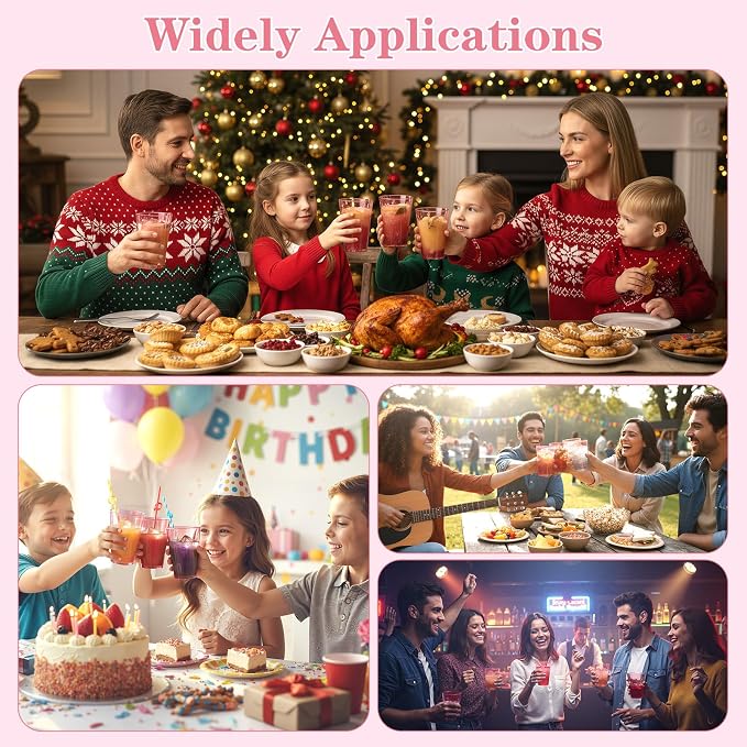 Glowserve 100 Pack 12 oz Pink Disposable Plastic Cups Cocktail Glasses | Cold - Image 6