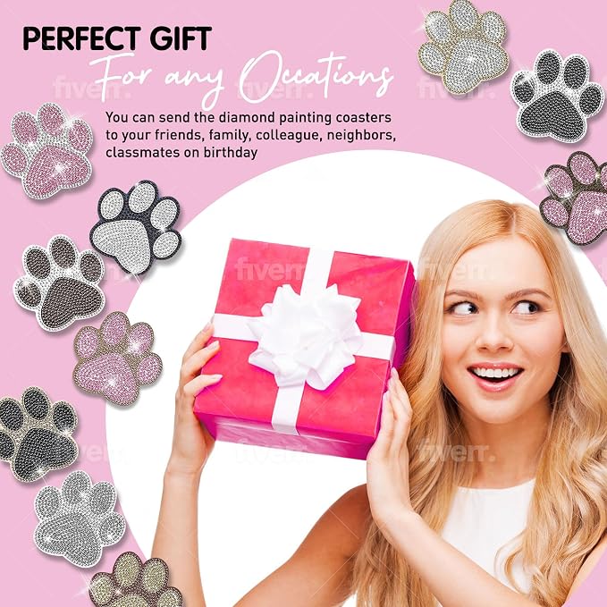 10 pcs Diamond Painting Coasters | Diamond Art Coasters | Dog Paw Diamond Art - Image 3