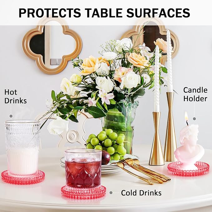 Modern Clear Glass Coasters Set of 8, Cute Coasters Table Mats - Image 5