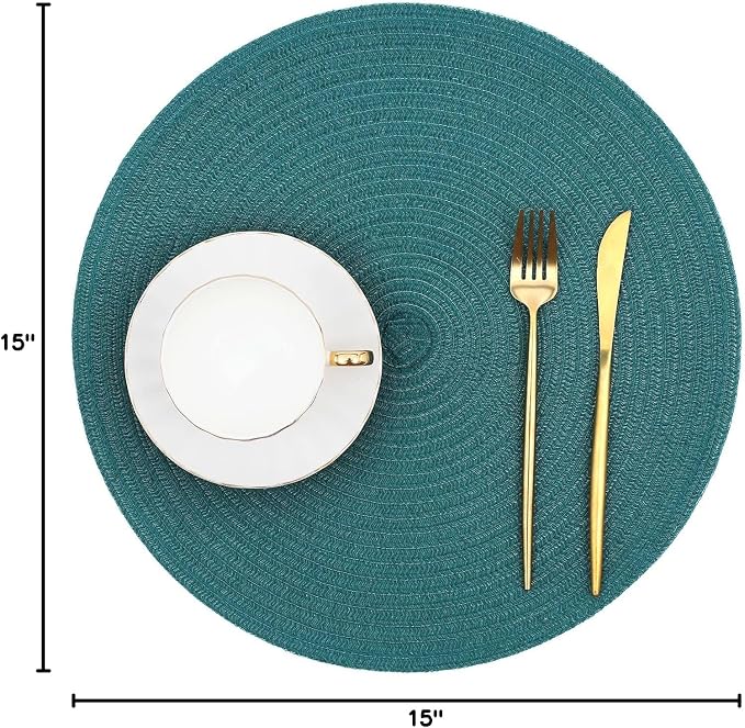 SHACOS Round Placemats Set of 6 Washable 15 inch Round Table Mats Cotton - Image 10