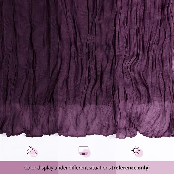 6 Pack Dark Purple Cheesecloth Table Runner 17x108 Inch Semi Sheer Boho Gauze - Image 8