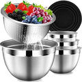 DUTZUN Mixing Bowls with Lids Set, Stainless Steel Mixing Bowls with Colander by DUTZUN