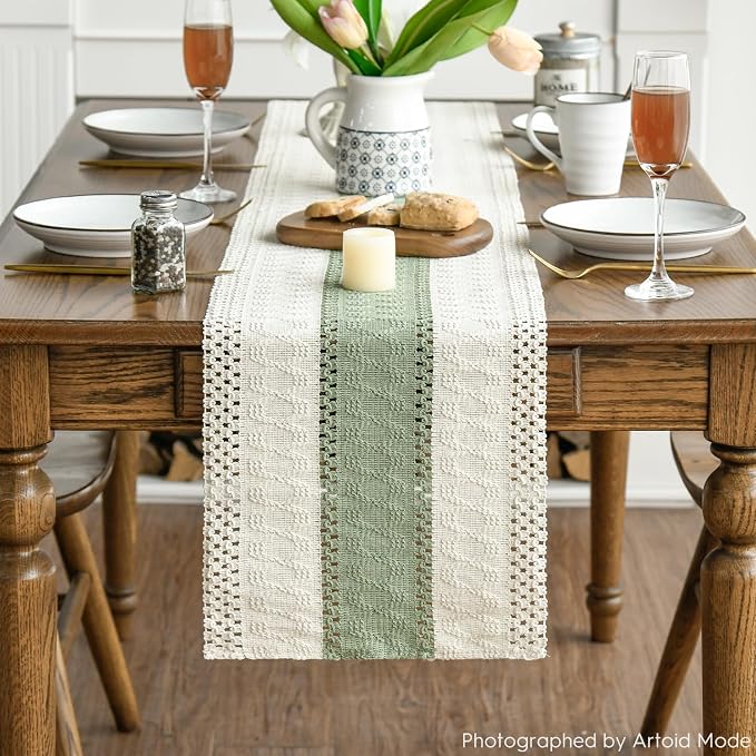 Artoid Mode Light Green Farmhouse Rustic Table Runner 12x48 Inch | Seasonal - Image 2