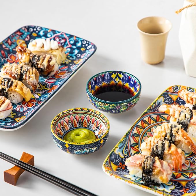 vancasso SIMI 2.7 Oz Ceramic Dipping Bowls Set of 6, Bohemian Sauce Bowls | - Image 6