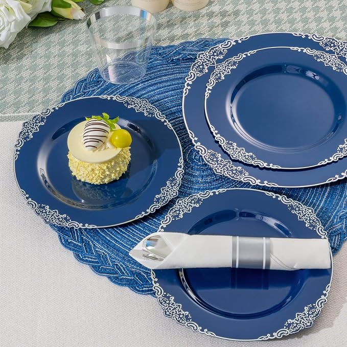 Bestluck 350PCS Navy Blue Disposable Dinnerware - Image 7