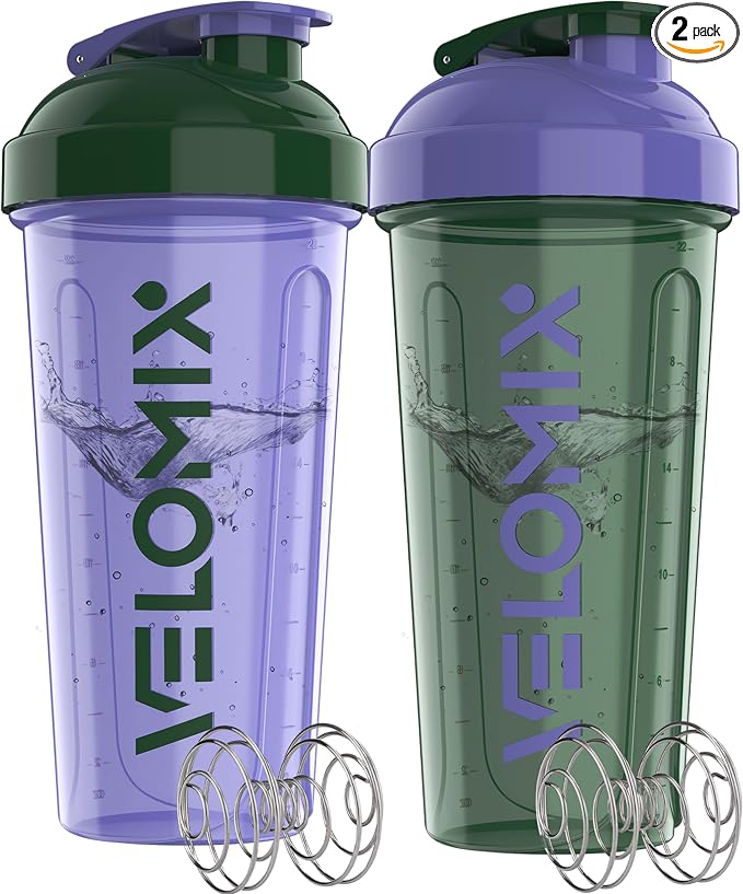 VELOMIX 2 Pack 28oz Protein Shaker Bottle by VELOMIX