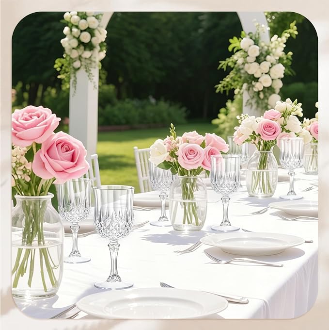 7OZ Plastic Wine Glasses, Reusable Vintage Goblets Unbreakable Drinking Glasses - Image 3