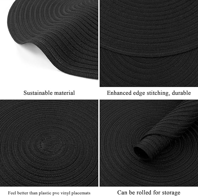 SHACOS Round Braided Placemats Set of 6 Cotton Polyester Heavy Duty 15 inch - Image 6