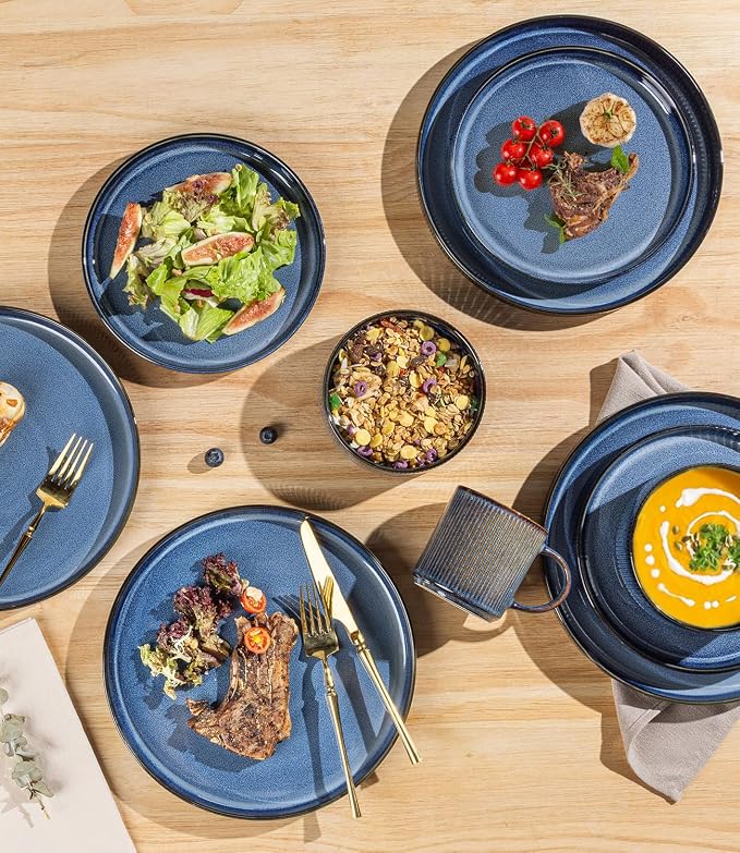 Ceramic Dinnerware Set for 6, 18-Piece Plates and Bowls Set | Lightweight - Image 3